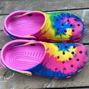 CROCS Pink and Yellow Sandals Playful and Stylish